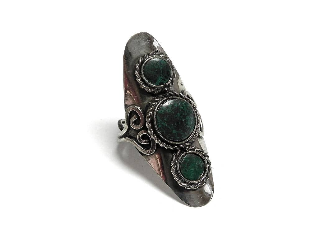 Triple Stone Adjustable Metal Ring