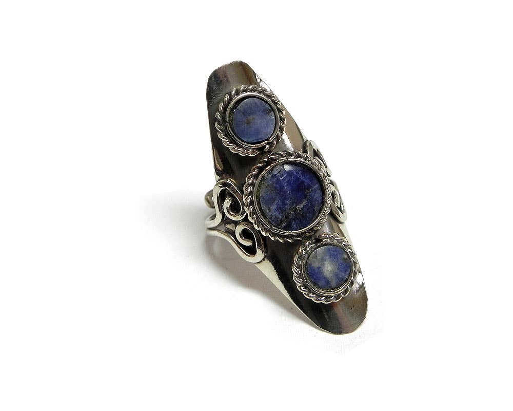 Triple Stone Adjustable Metal Ring