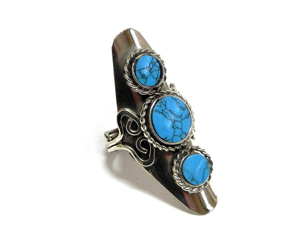 Triple Stone Adjustable Metal Ring