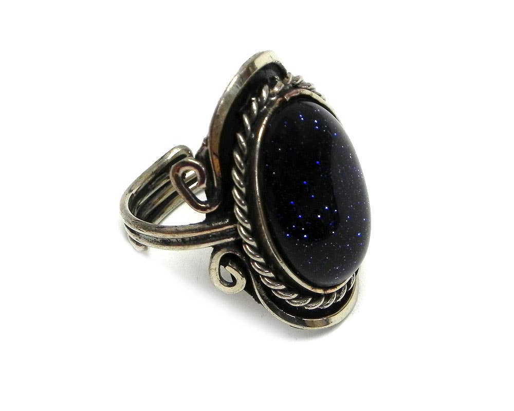 Semi Precious Stone Assorted Shape Adjustable Metal Ring