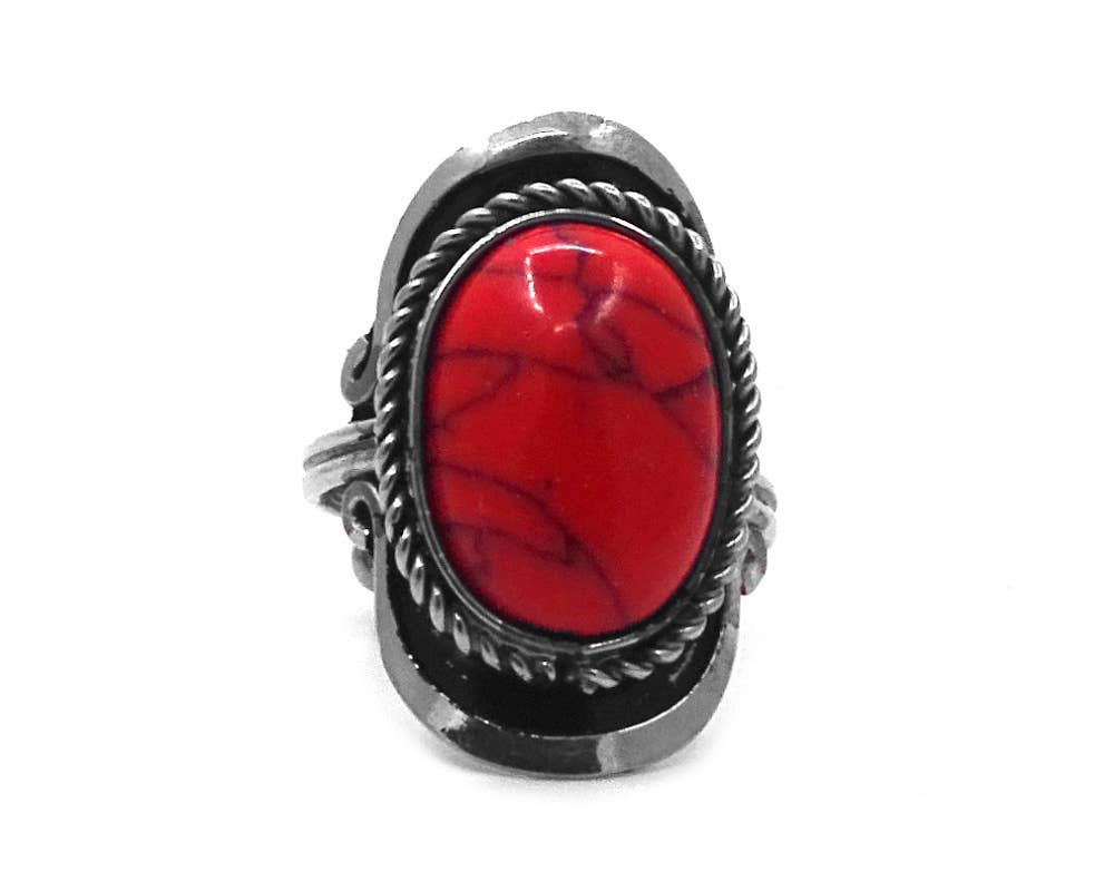 Semi Precious Stone Assorted Shape Adjustable Metal Ring