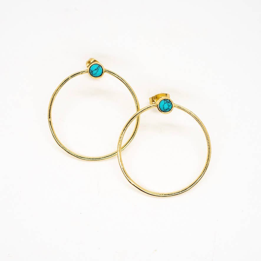 Full Circle Stud Earring Turquoise witch aesthetic goth jewelry gemstone 