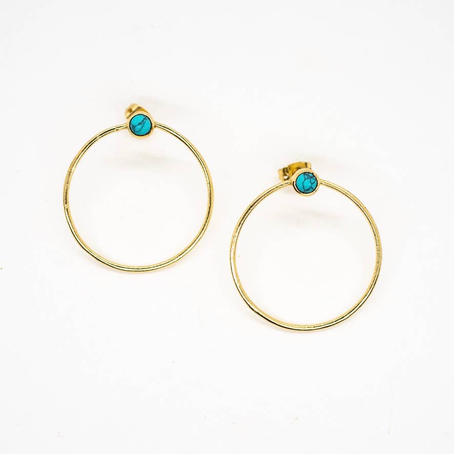 Full Circle Stud Earring Turquoise witch aesthetic goth jewelry gemstone 