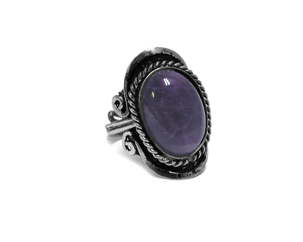 Semi Precious Stone Assorted Shape Adjustable Metal Ring