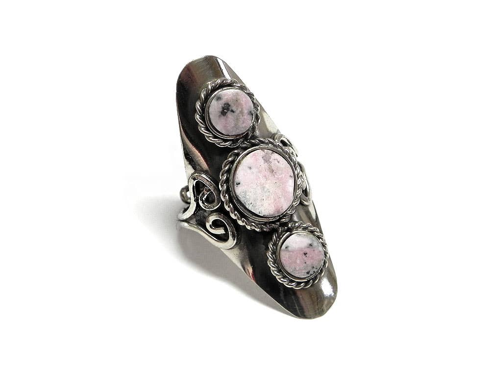 Triple Stone Adjustable Metal Ring