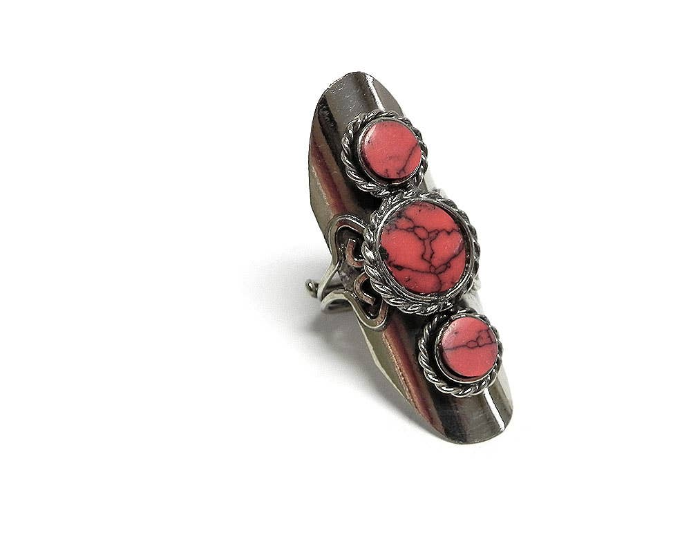 Triple Stone Adjustable Metal Ring