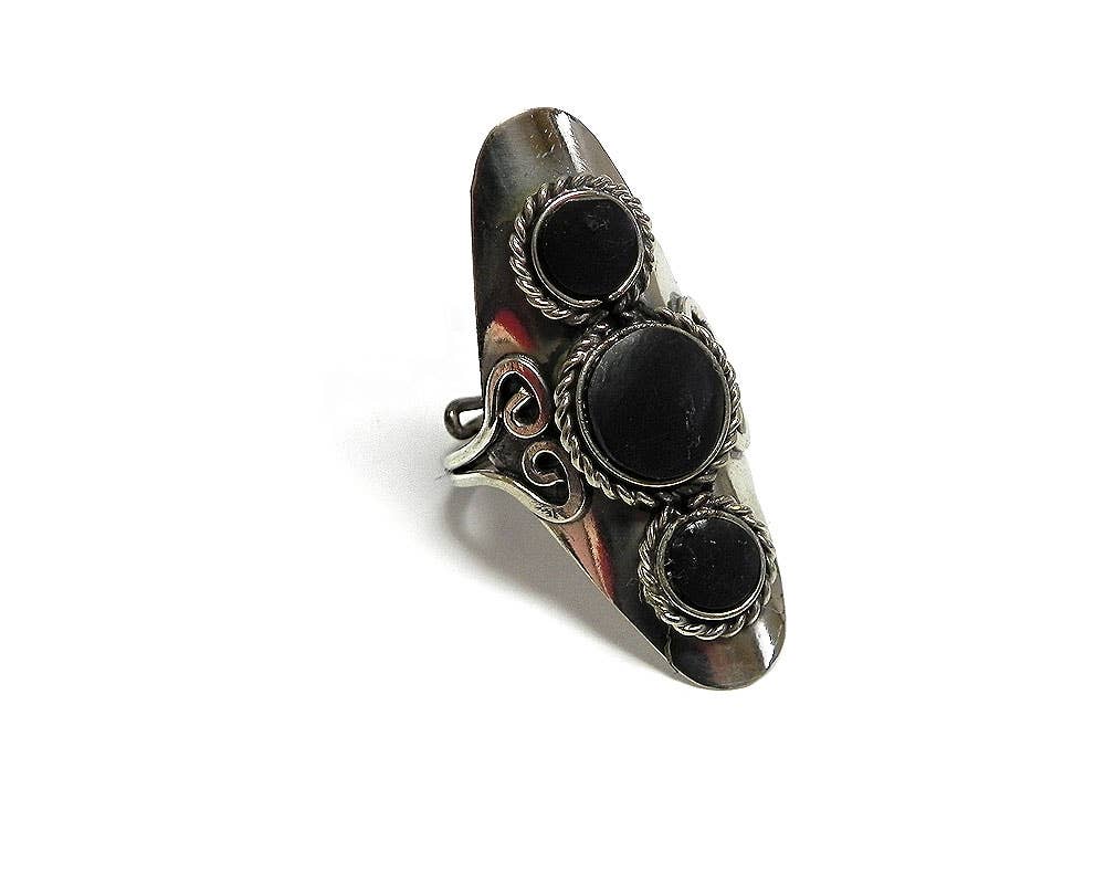 Triple Stone Adjustable Metal Ring